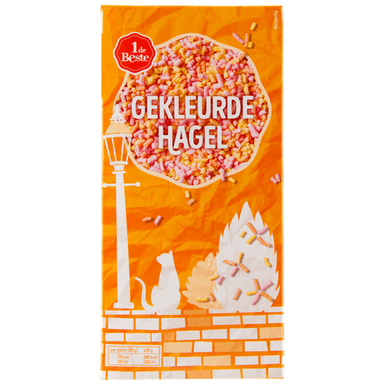 Foto van 1 de Beste Gekleurde hagelslag op witte achtergrond