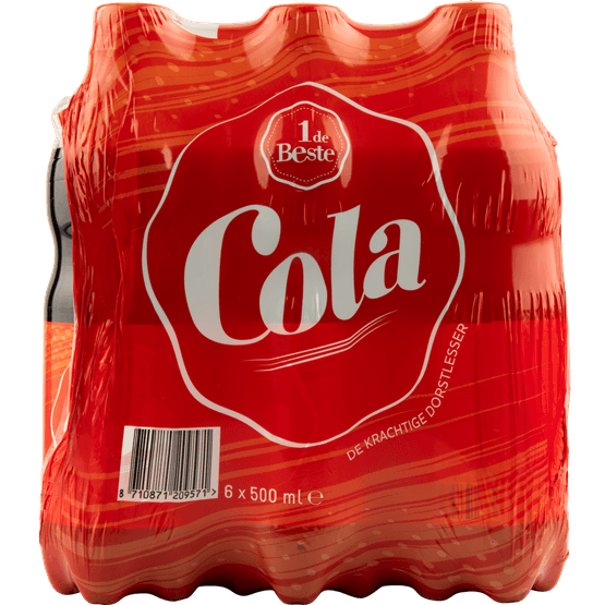 Foto van 1 de Beste Cola 6x500ml op witte achtergrond