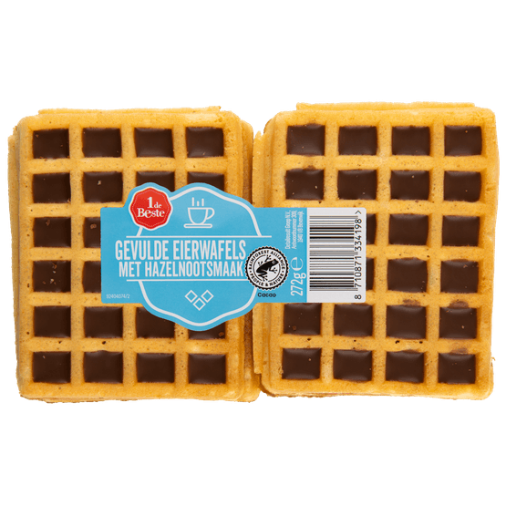Foto van 1 de Beste Hazelnoot eierwafels op witte achtergrond