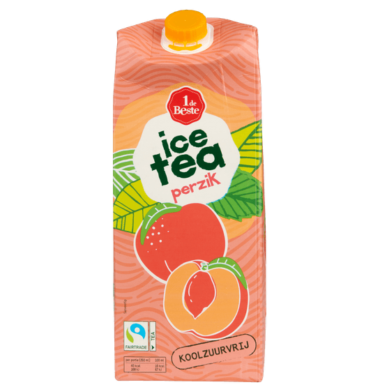 Foto van 1 de Beste Ice tea perzik op witte achtergrond