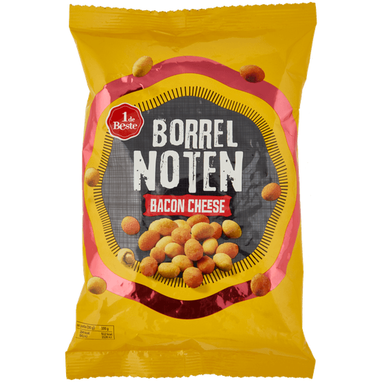 Foto van 1 de Beste Borrelnoten bacon-cheese op witte achtergrond