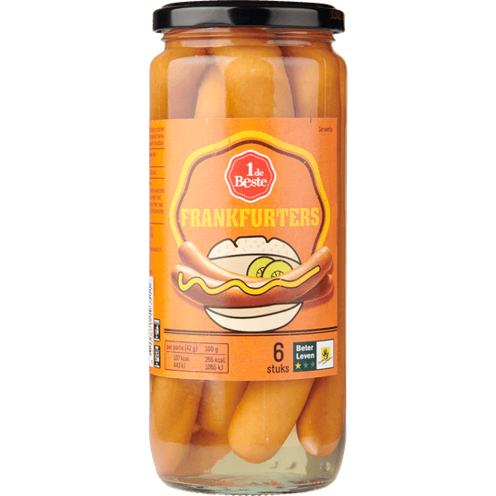 Foto van 1 de Beste Frankfurters 6 stuks op witte achtergrond