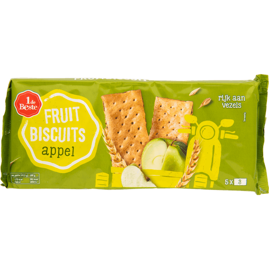 Foto van 1 de Beste Fruitbiscuit appel op witte achtergrond