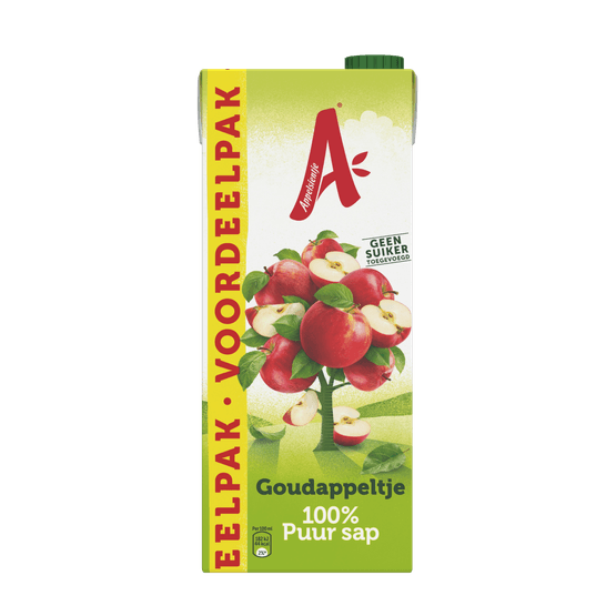 Foto van Appelsientje Appelsap Goudappeltje op witte achtergrond