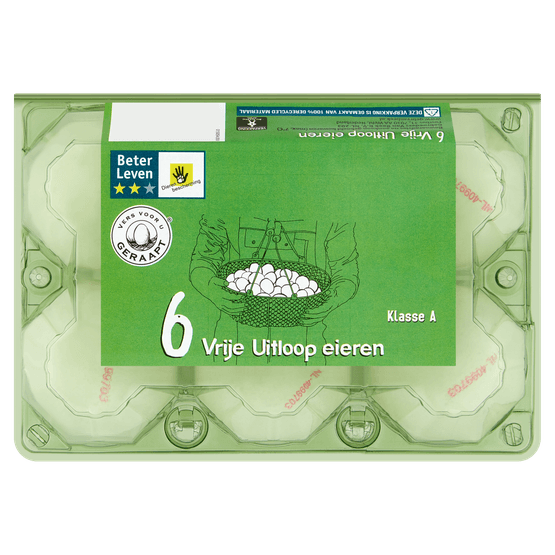 Foto van Vrije uitloop eieren wit M op witte achtergrond