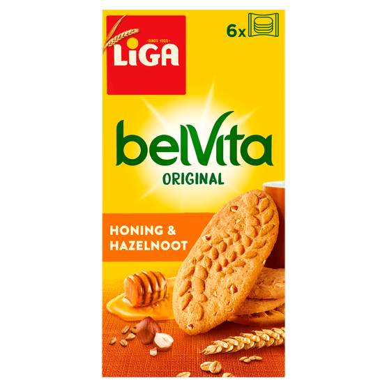 Foto van Liga Belvita honing & hazelnoot 6 x 4 stuks op witte achtergrond