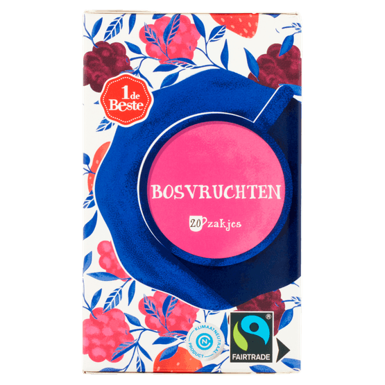 Foto van 1 de Beste Vruchtenthee bosvruchten kop 20 zakjes op witte achtergrond