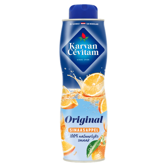 Foto van Karvan Cevitam Limonadesiroop sinaasappel op witte achtergrond
