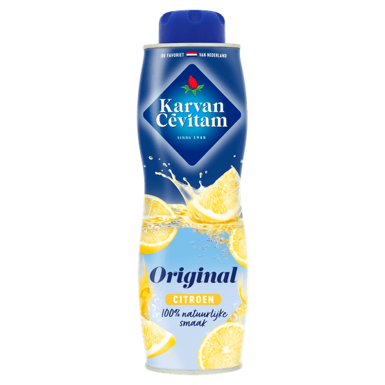 Foto van Karvan Cevitam Limonadesiroop citroen op witte achtergrond