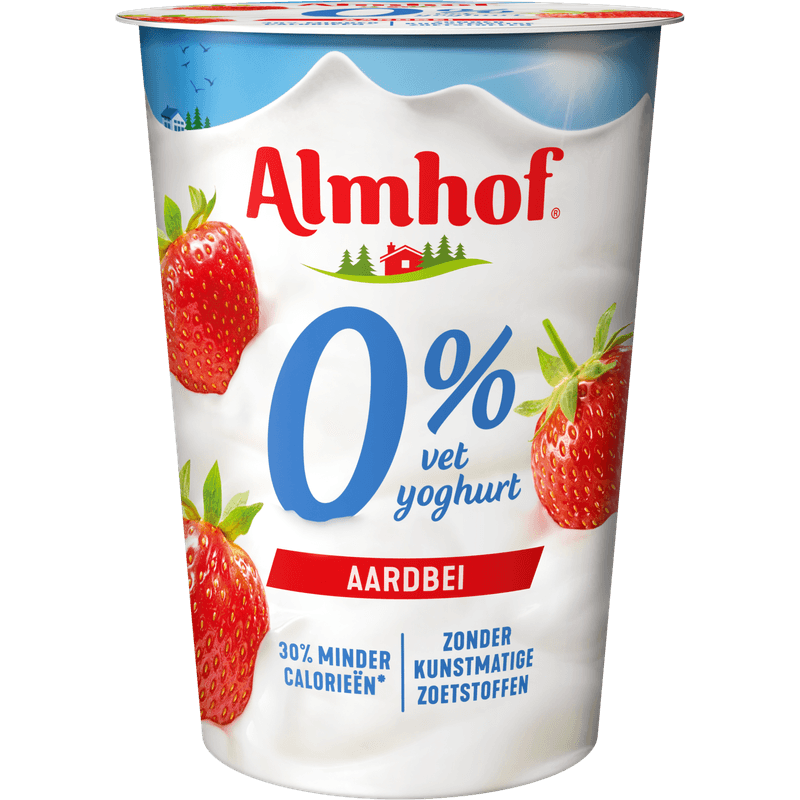 Almhof 0% vet yoghurt aardbei