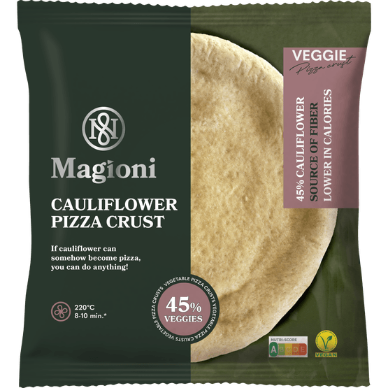 Foto van Magioni Bloemkool pizza bodems op witte achtergrond
