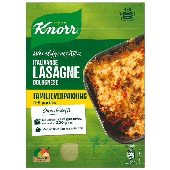 Foto van Knorr Wereldgerecht lasagne bolognese XL op witte achtergrond