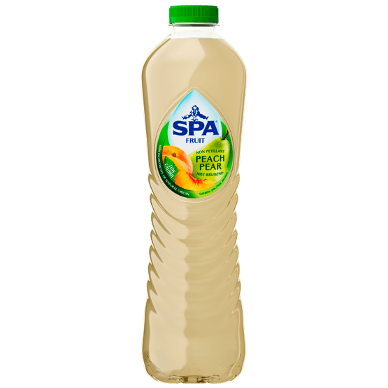 Foto van Spa Fruit still peach pear op witte achtergrond