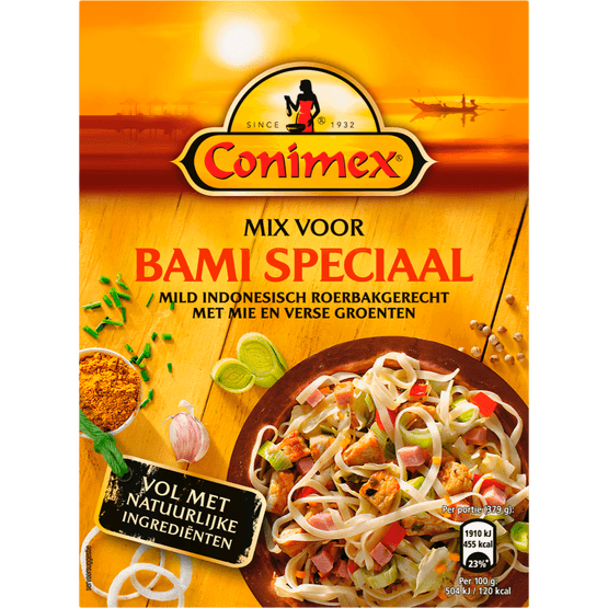 Foto van Conimex Mix voor bami speciaal op witte achtergrond