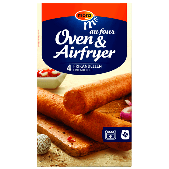 Foto van Mora Oven & Airfryer frikandel 4 stuks op witte achtergrond