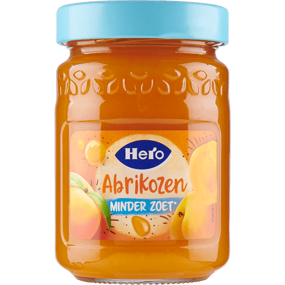 Foto van Hero Jam 40% minder zoet abrikozen op witte achtergrond