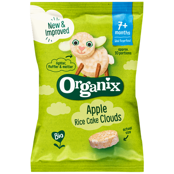 Foto van Organix Rijstwafelwolkjes appel op witte achtergrond