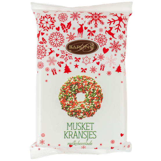 Foto van Baronie Kransjes massief melk kleuren musket op witte achtergrond