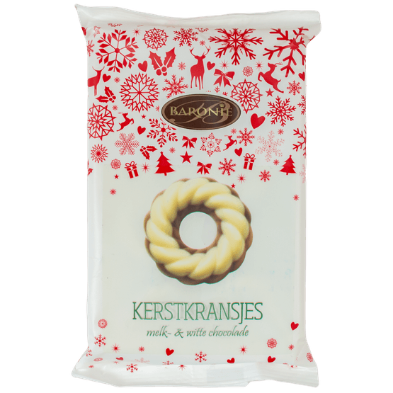 Foto van Baronie Double kransjes massief melk/wit op witte achtergrond