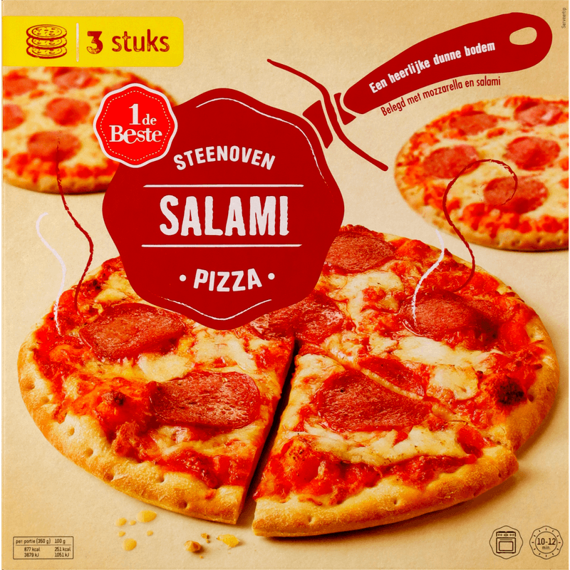 1 De Beste Steenoven pizza salami 3 stuks