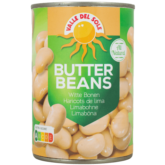 Foto van Valle Del Sole Butter beans op witte achtergrond