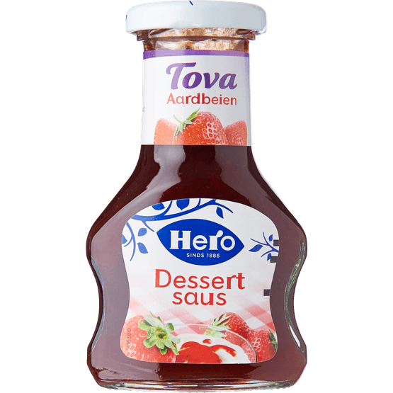 Foto van Hero Tova dessertsaus aardbeien op witte achtergrond
