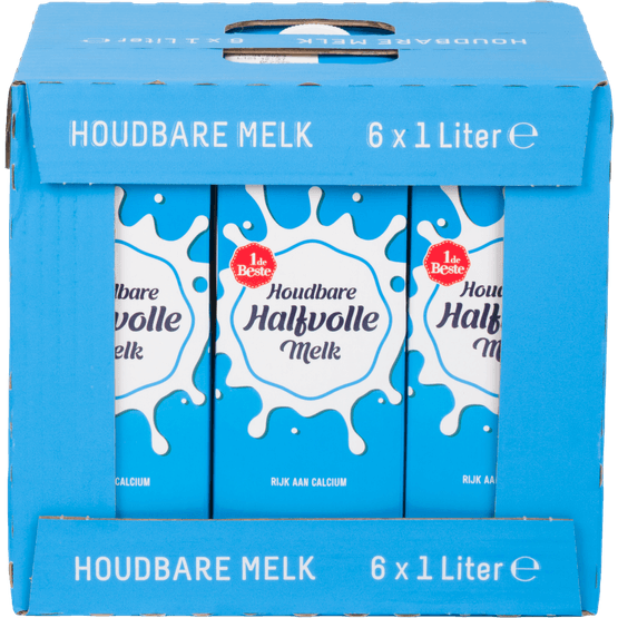 Foto van 1 de Beste Houdbare halfvolle melk 6 stuks op witte achtergrond