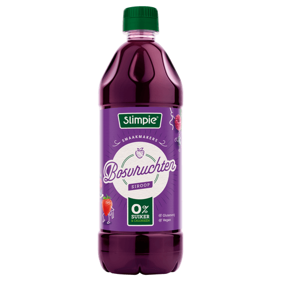 Foto van Slimpie Limonadesiroop bosvruchten op witte achtergrond