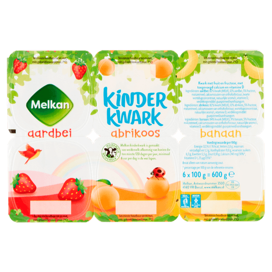 Foto van Melkan Toetiemonster kinderkwark op witte achtergrond