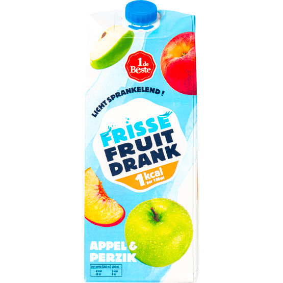 Foto van 1 de Beste Tintelend met appel en perzik 1 kcal op witte achtergrond