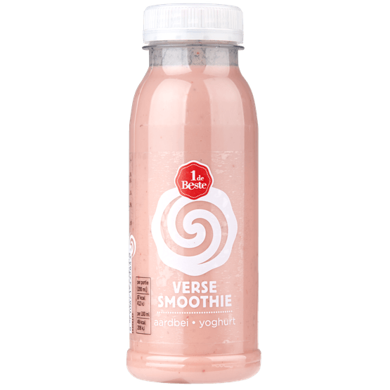 Foto van 1 de Beste Smoothie aardbei-yoghurt op witte achtergrond
