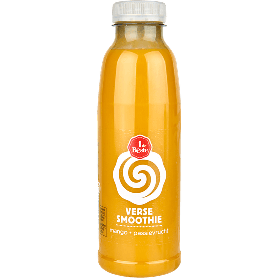 Foto van 1 de Beste Smoothie mango-passievrucht op witte achtergrond