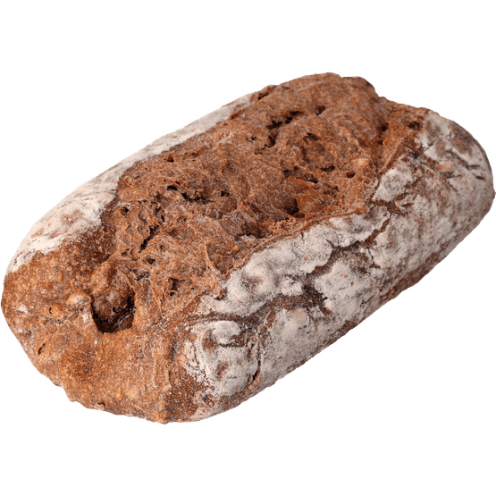 Foto van Ciabatta donker op witte achtergrond