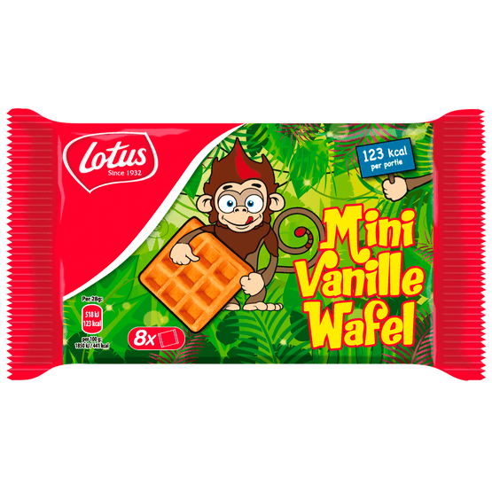 Foto van Lotus Mini vanille wafels 8 stuks op witte achtergrond