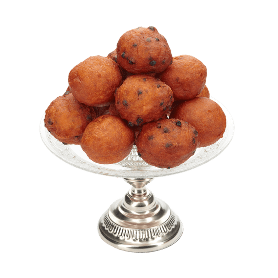 Foto van Oliebol gevuld op witte achtergrond