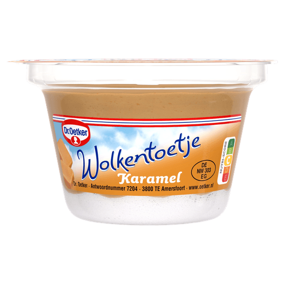 Foto van Dr. Oetker Wolkentoetje karamel op witte achtergrond