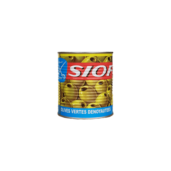Foto van Siof Groene olijven zonder pit op witte achtergrond
