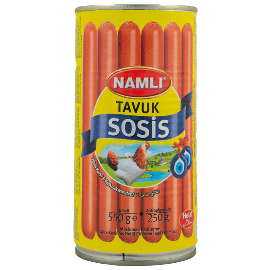 Foto van Namli Knakworst kip op witte achtergrond