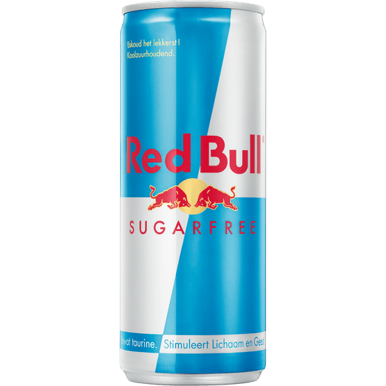Foto van Red Bull Energy drink sugar free op witte achtergrond