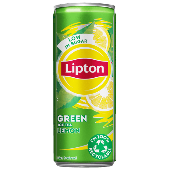 Foto van Lipton Ice tea green lemon op witte achtergrond