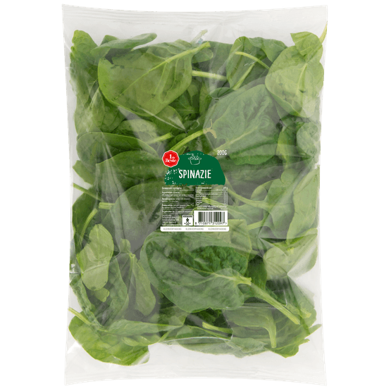 Foto van 1 de Beste Spinazie gewassen kleinverpakking op witte achtergrond