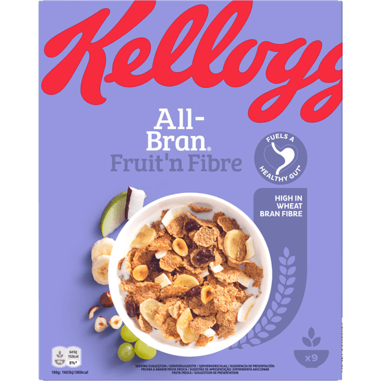 Foto van Kelloggs All bran fruit n fibre op witte achtergrond