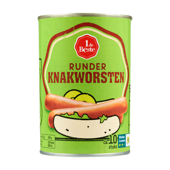 Foto van 1 de Beste Knakworst rund op witte achtergrond