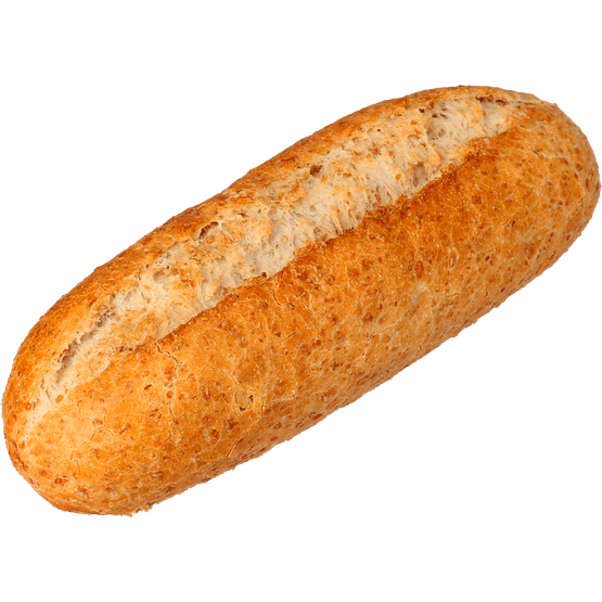 Foto van Pistolet bruin tarwebroodje op witte achtergrond