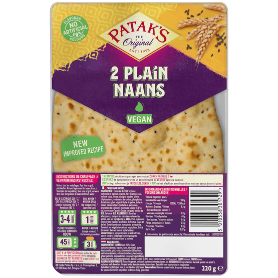 Foto van Patak's Naan plain op witte achtergrond