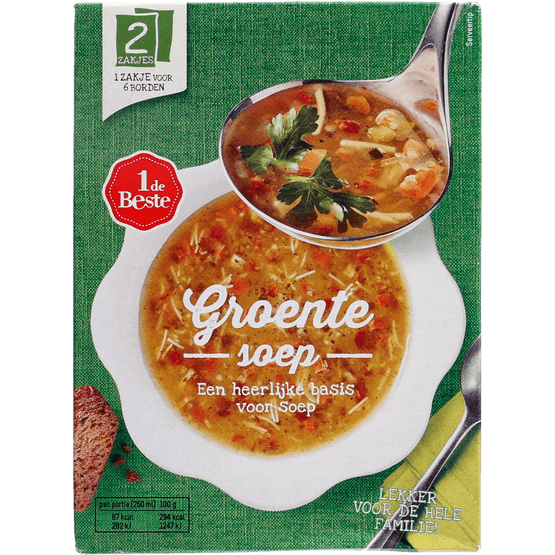 Foto van 1 de Beste Groentesoep dubbelpak op witte achtergrond