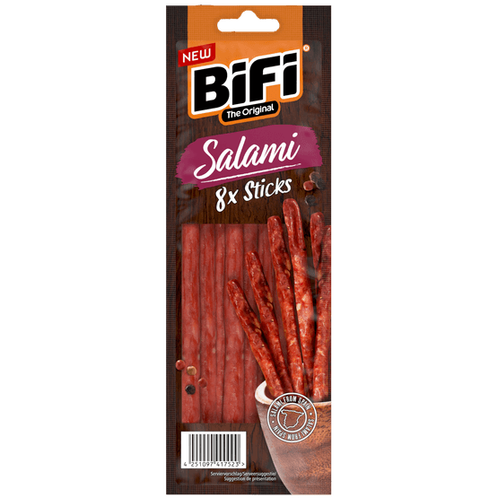 Foto van Bifi Salami 8 st. op witte achtergrond