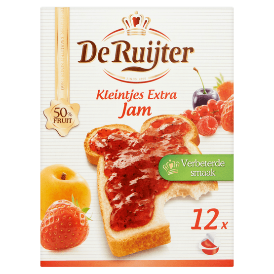Foto van De Ruijter Jam kleintjes extra 12 stuks op witte achtergrond