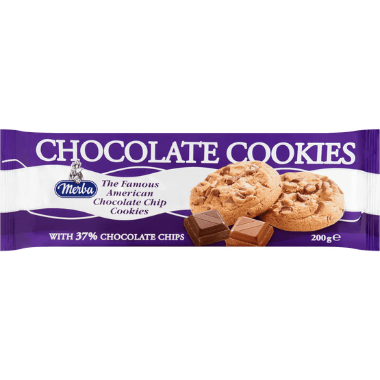 Foto van Merba Chocolate cookies op witte achtergrond