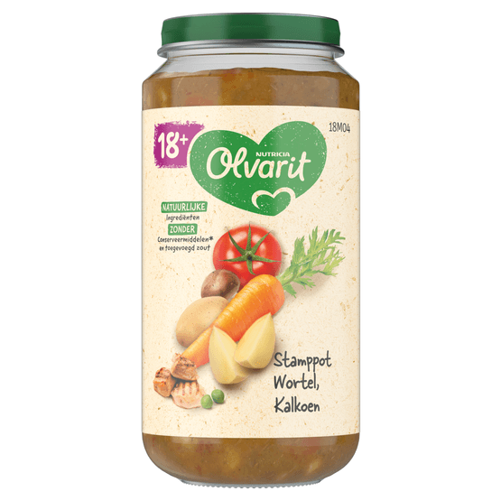Foto van Olvarit 18+ Maanden Stamppot Wortel Kalkoen op witte achtergrond